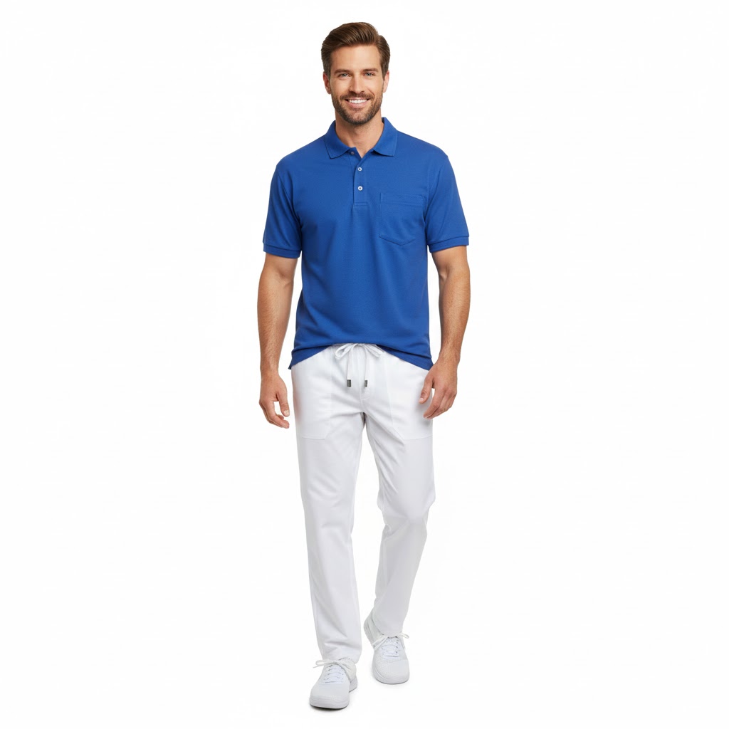Nybo Kongeblå Herre Basic Polo Shirt, brystlomme, slitesterk