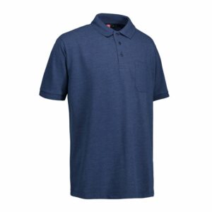 Nybo Blå Melange Herre Prowear Polo Shirt, slitesterk, brystlomme