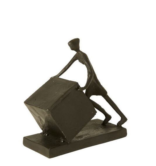 Oppover bakken - figur i jern, 17 cm