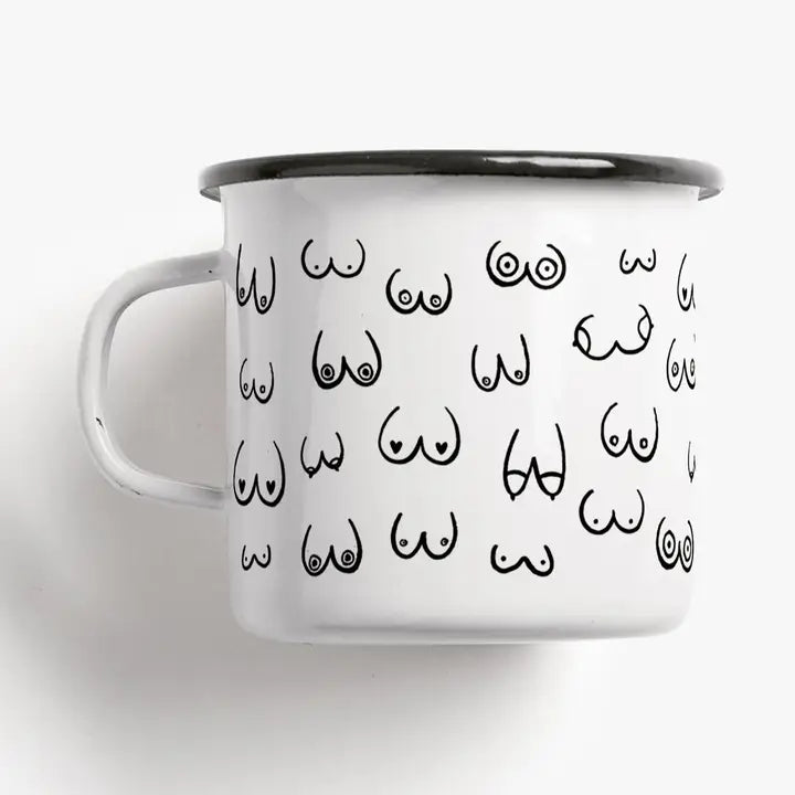 Boob Friends – humoristisk emaljekopp til kaffe og te