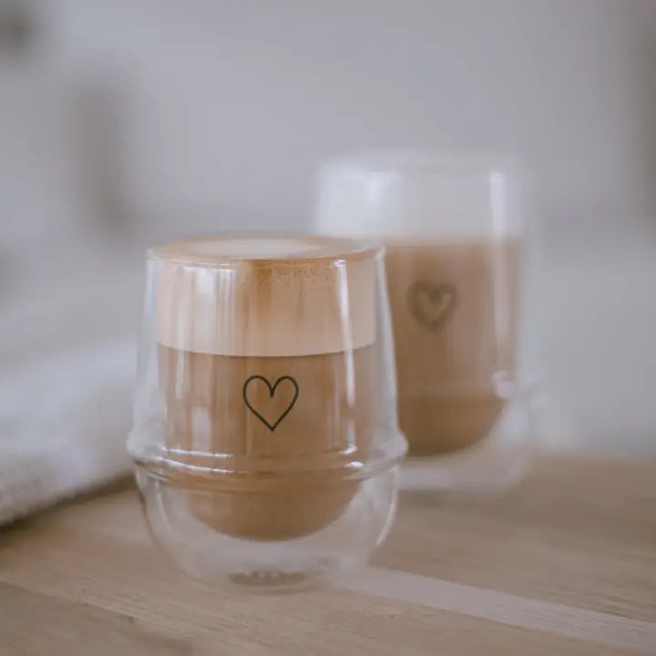 Dobbeltvegget glass med hjerte – elegant og funksjonelt termoglass til kaffe og te