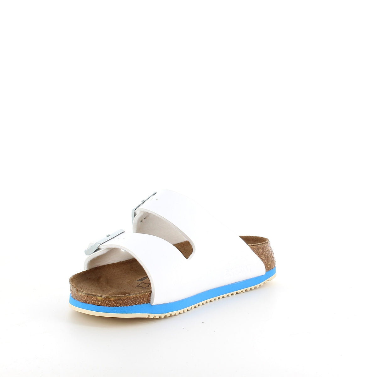Hvit Birkenstock Arizona-sandal med godkjente sklisikre såler