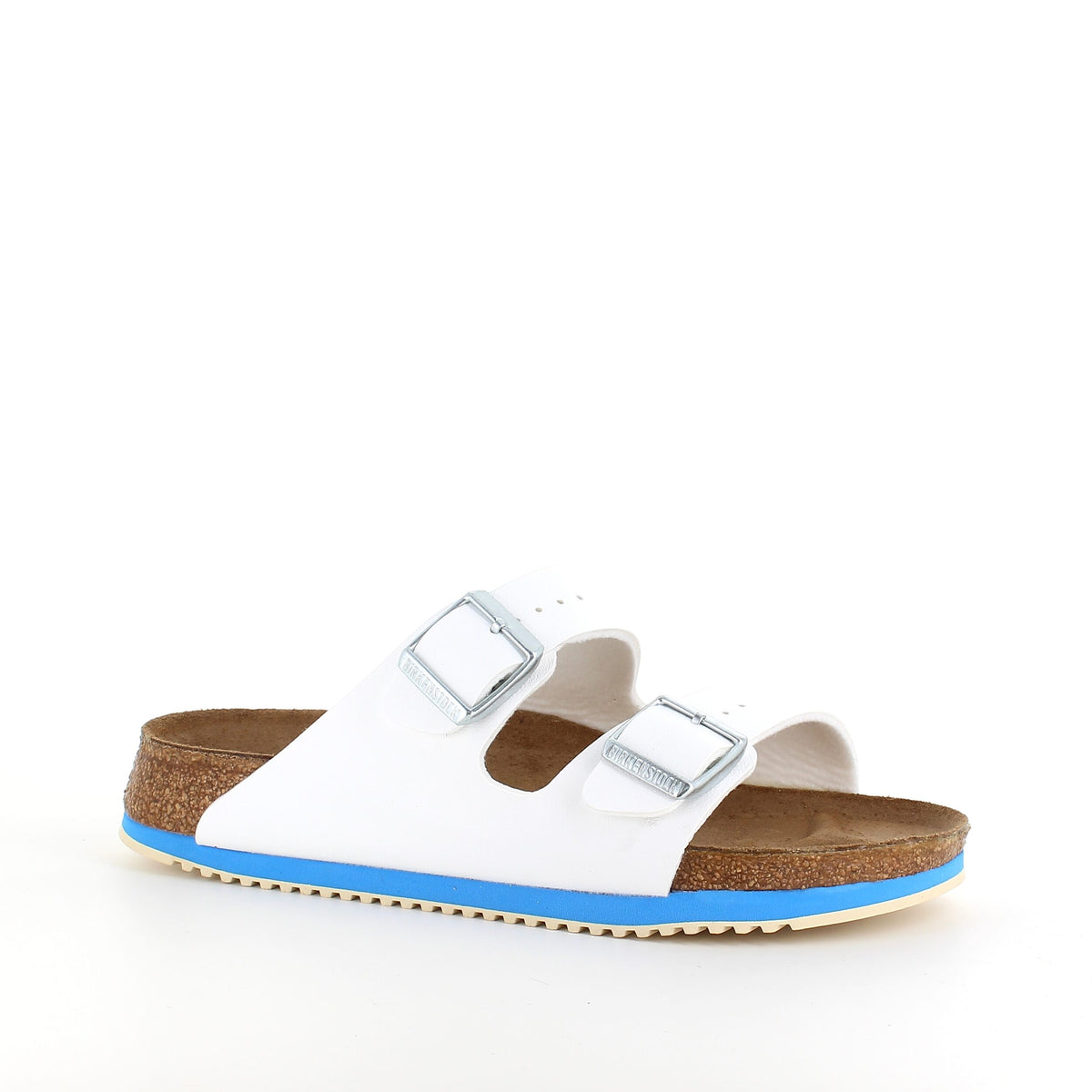 Hvit Birkenstock Arizona-sandal med godkjente sklisikre såler