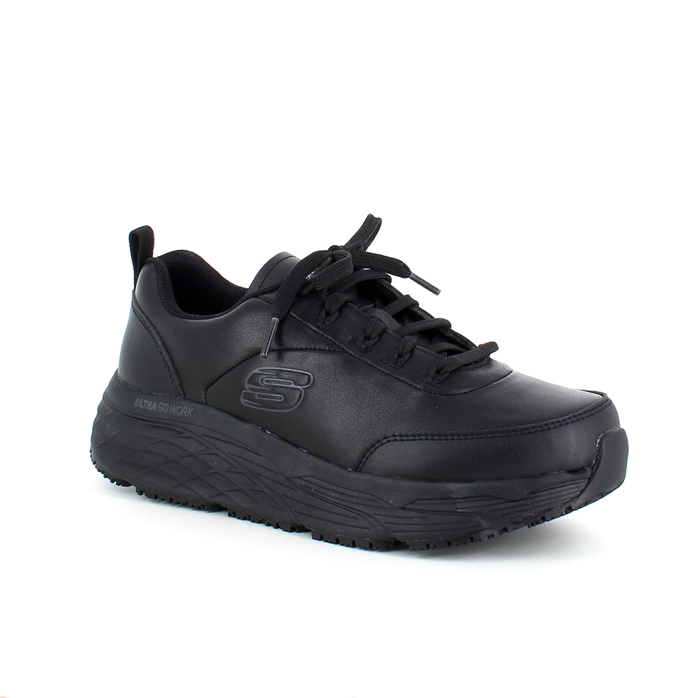 Skechers Work i svart skinn med Max Cushioning-såler