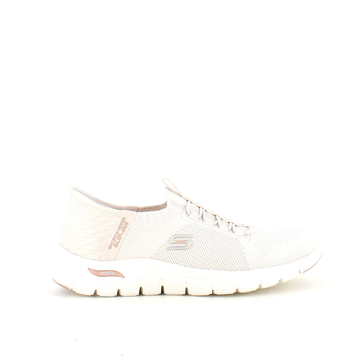 Beige Skechers slip-ins med svangstøtte