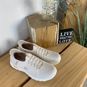 Beige Skechers Slip-ins joggesko med fotbuestøtte
