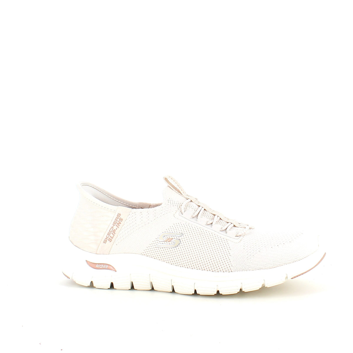 Beige Skechers slip-ins med svangstøtte