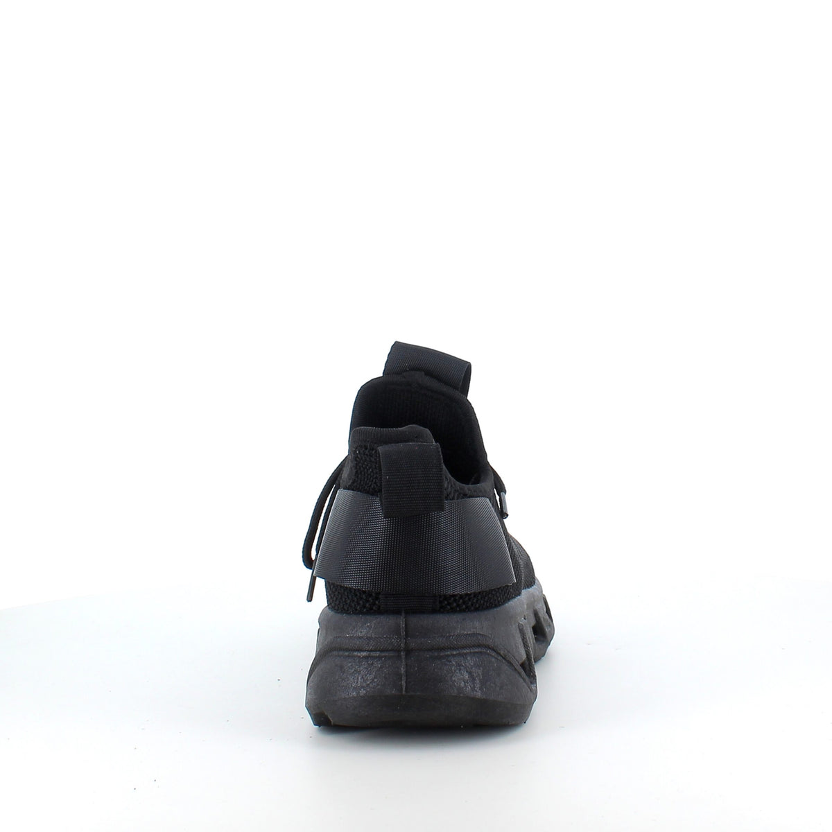 Sorte slip-on-sko med strikket overdel