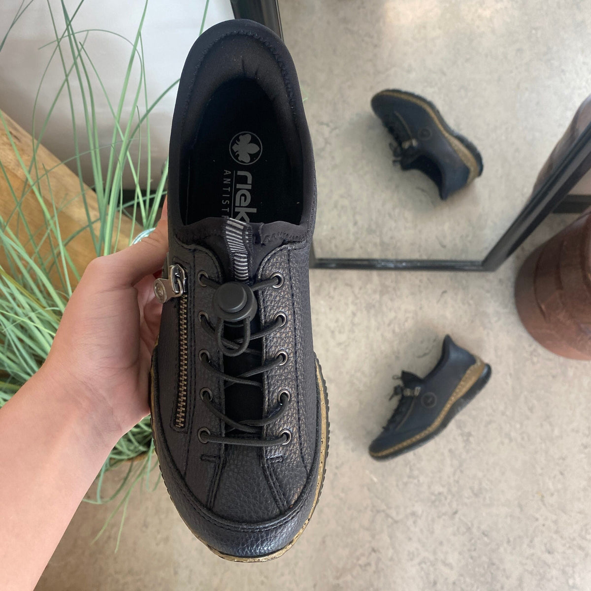 Mørkeblå Rieker slip-on sneakers til damer