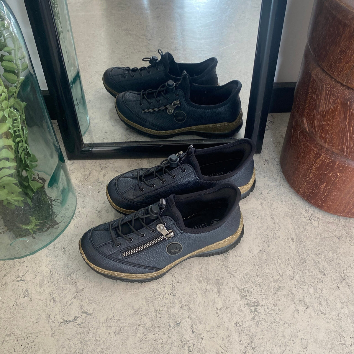 Mørkeblå Rieker slip-on sneakers til damer