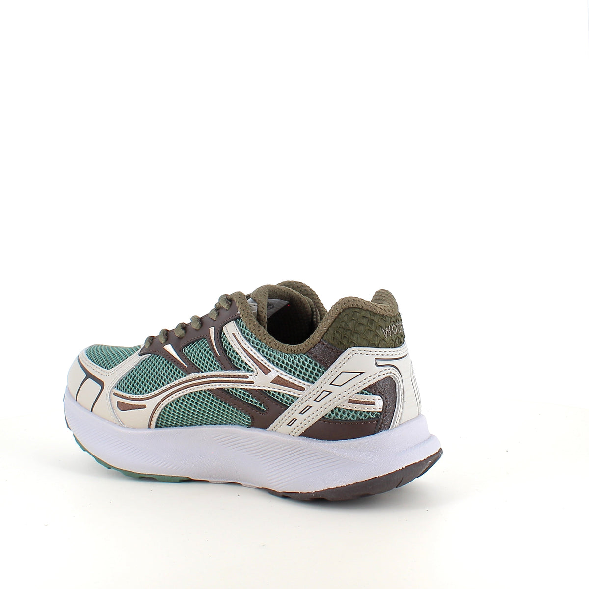 Woden Freja Runner – olivengrønn/brun sneaker med lett rullesåle