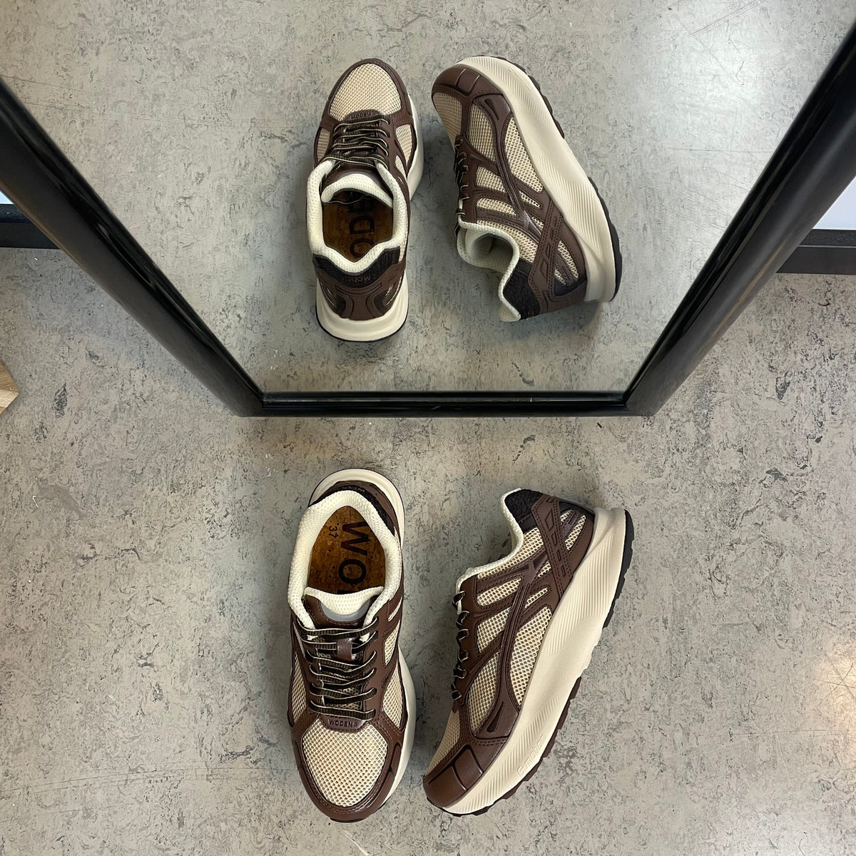 Woden Freja Runner – brun sneaker med lett rullesåle