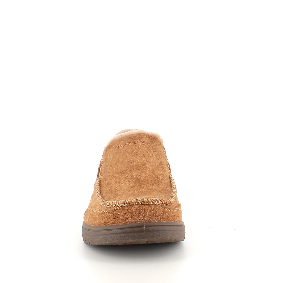 Skechers slip-on tøfler i brun – varm og romslig passform