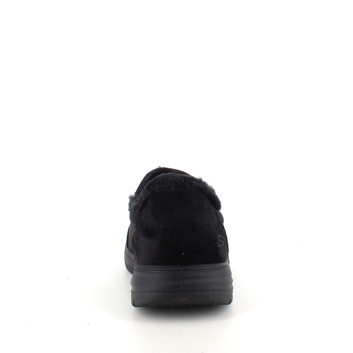 Skechers slip-on hjemmesko i svart – varm og romslig passform