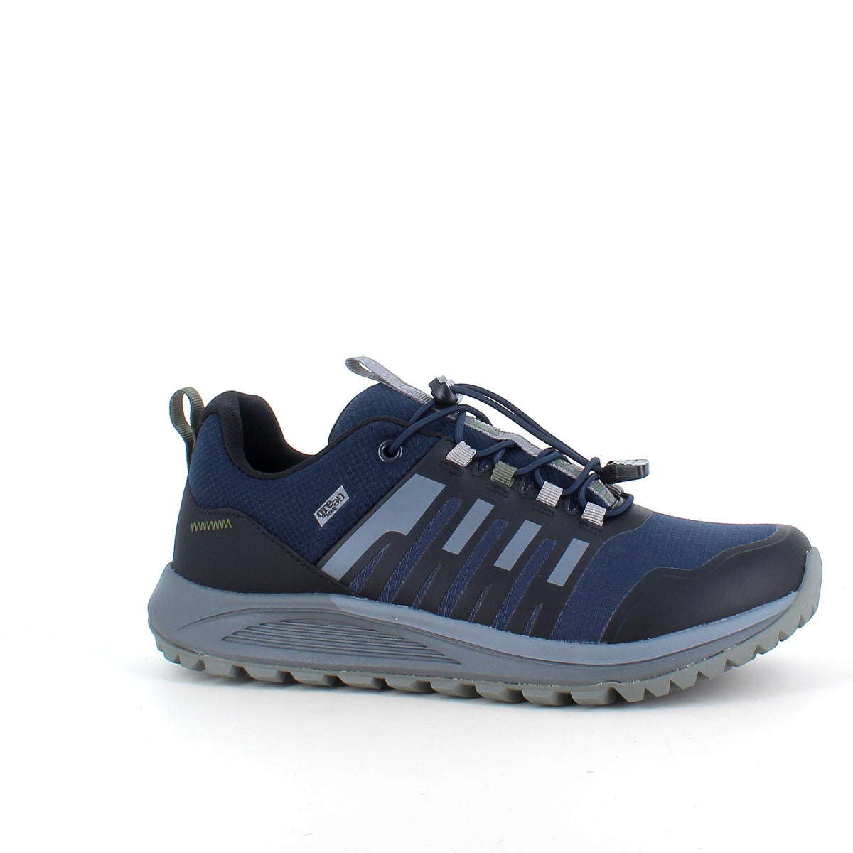 Vanntett herre outdoorsko i marineblå med fotbuestøtte og bred passform fra Green Comfort