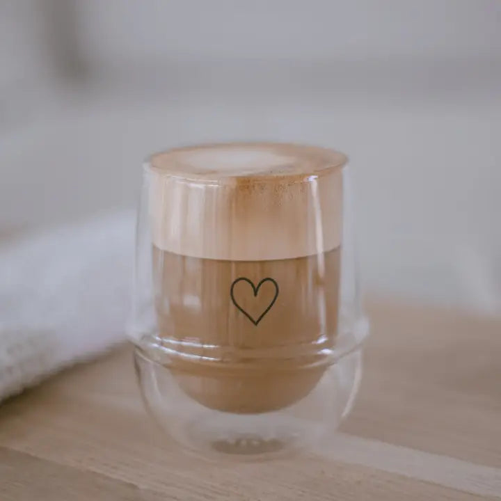 Dobbeltvegget glass med hjerte – elegant og funksjonelt termoglass til kaffe og te