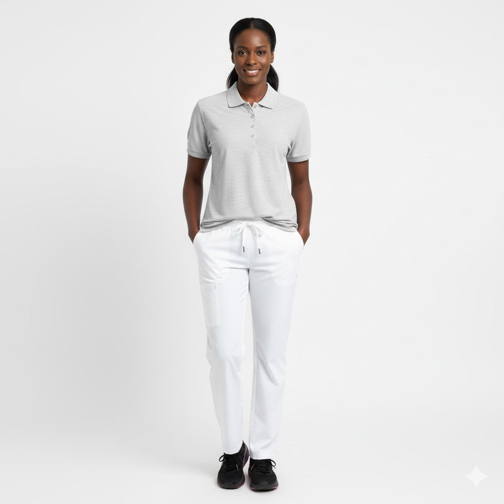 Nybo Grå Melange Dame Prowear Polo, Ekstra Slitesterk