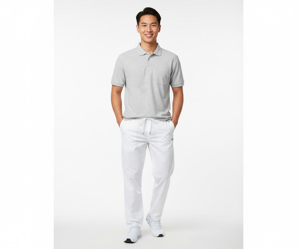 Nybo Grå Melange Herre Prowear Poloshirt, Slitesterk, Brystlomme