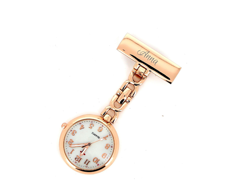 Rosegold sykepleierur med gravering
