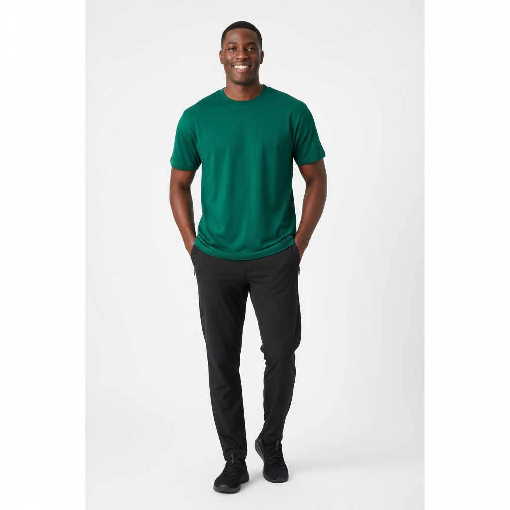 Nybo Grønn Herre Basic T-Shirt — Klassisk modell som holder fasongen