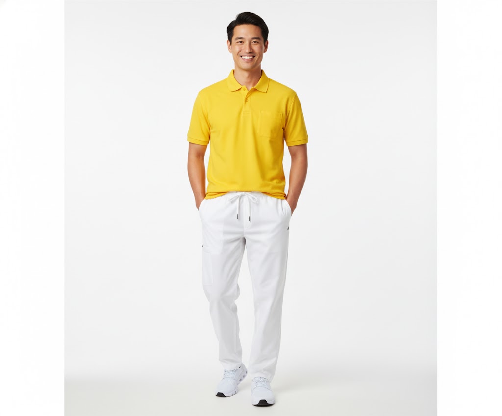 Nybo Gul Herre Basic Polo T-skjorte, Slitesterk, Brystlomme