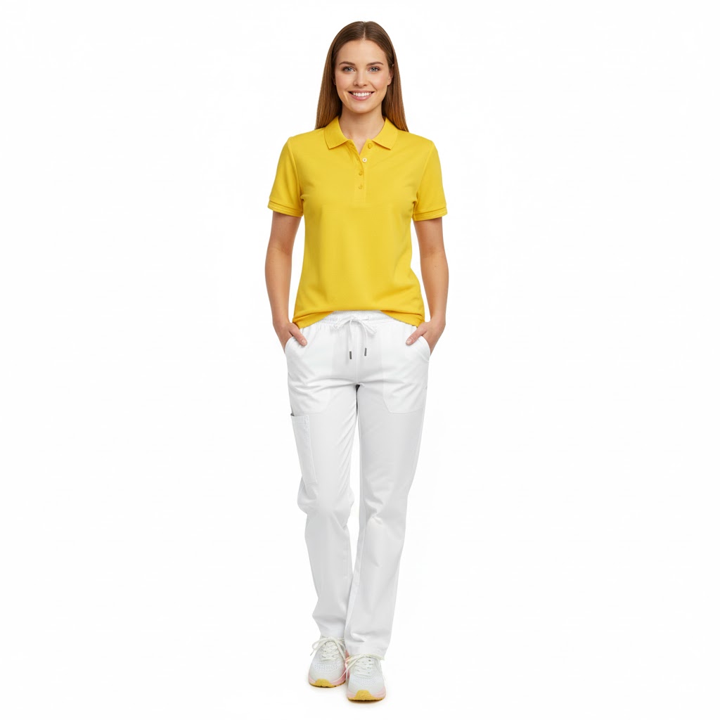 Nybo Gul Dame Prowear Poloshirt – Slitesterk, Forkrympet