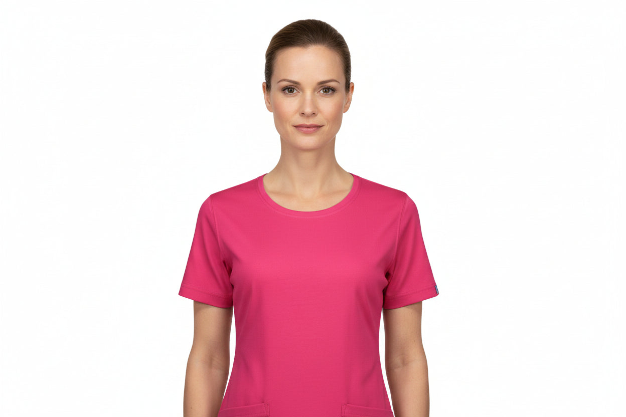 Dame t-skjorte med rund hals i rosa