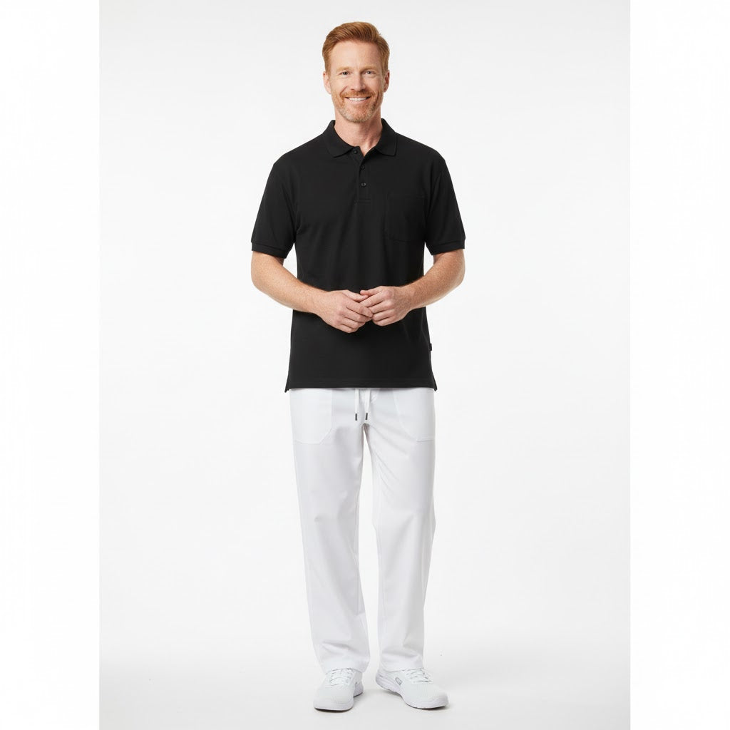 Nybo Svart Herre Basic Polo T-skjorte, Slitesterk, Brystlomme