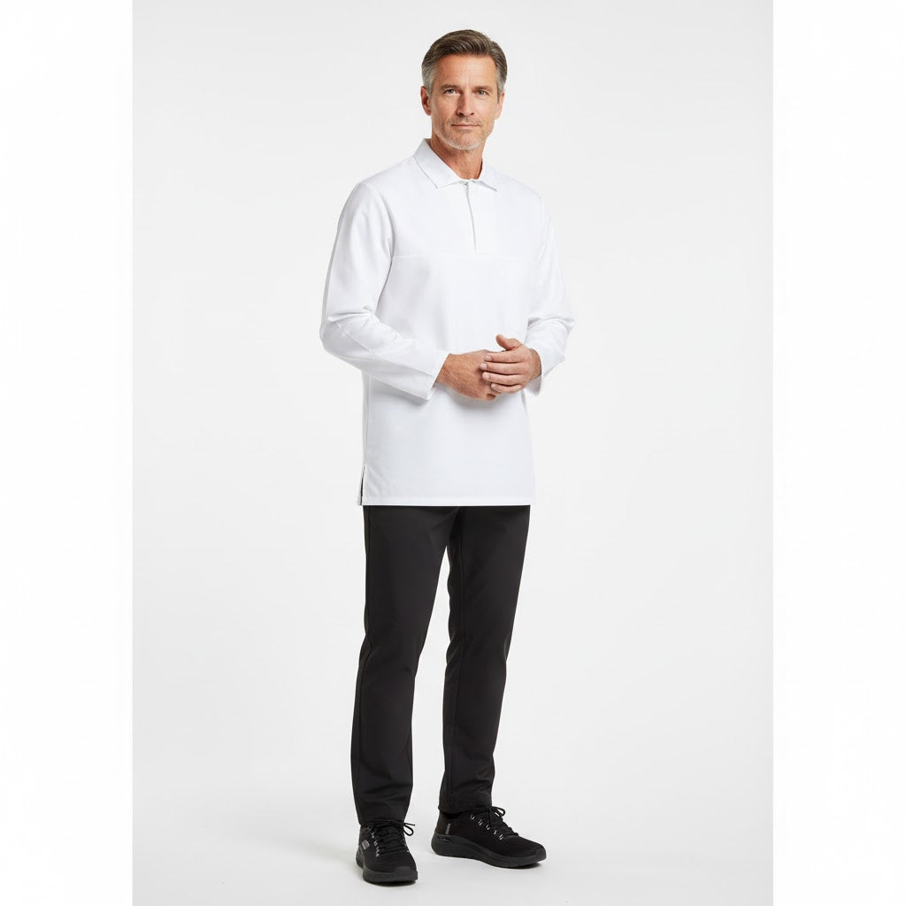 Nybo Hvit Unisex HACCP Busseronne, Justerbar, Vaskbar