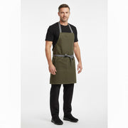 Nybo brun/denimbla unisex New Nordic kuskeforkle, justerbar nakkestropp, store lommer