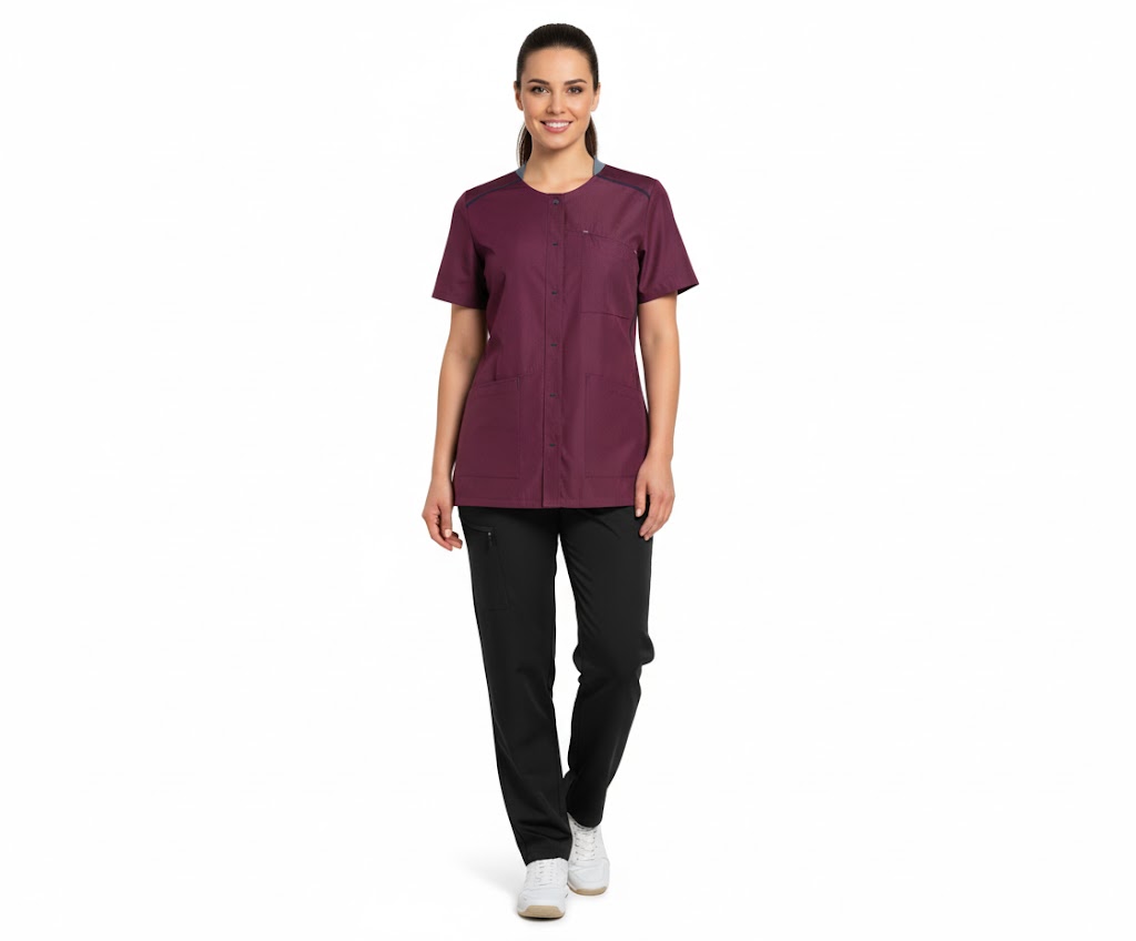 Nybo Bordeaux Unisex Sporty Tunika, romslige lommer, justerbar