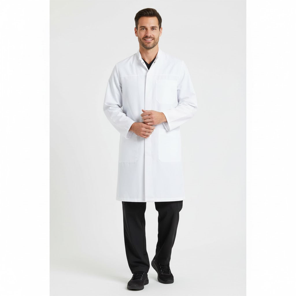 Nybo Hvit Unisex HACCP-kittel, justerbare ermer, slitesterk