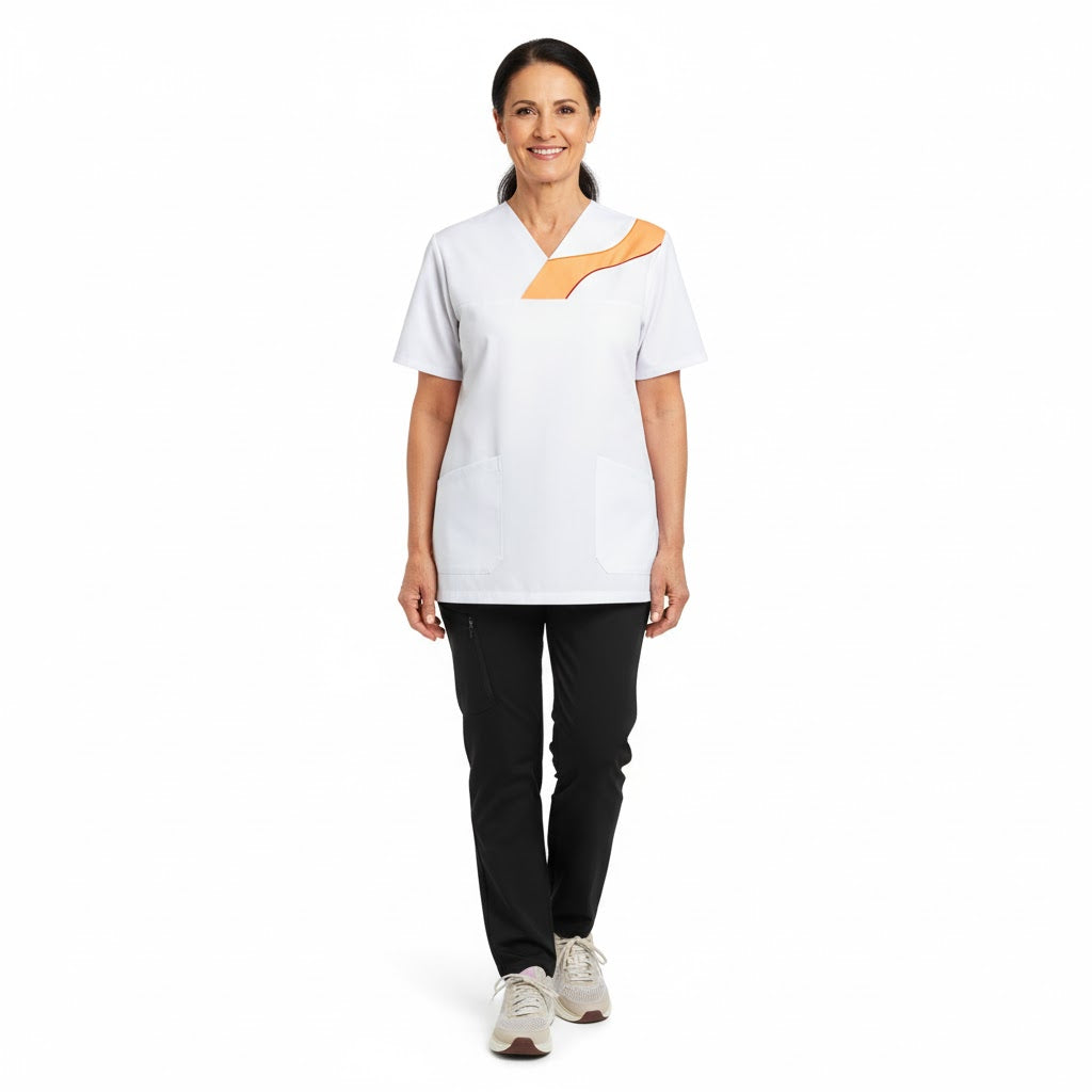 Nybo Hvit/Gul Unisex Sunshine-busseronne med sideslisser og Flex Fix-knapper
