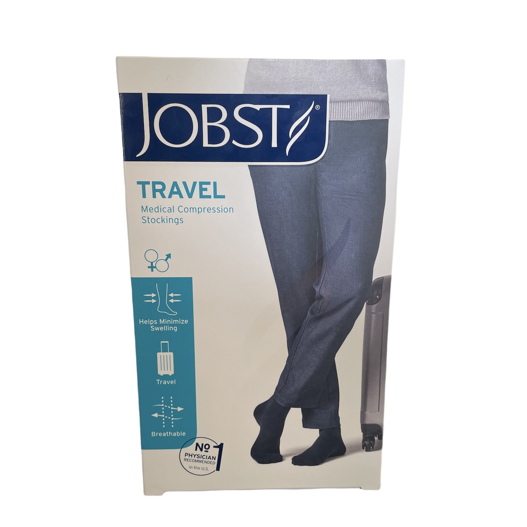 Jobst knelange reisestrømper, svart - klasse 1 med tå