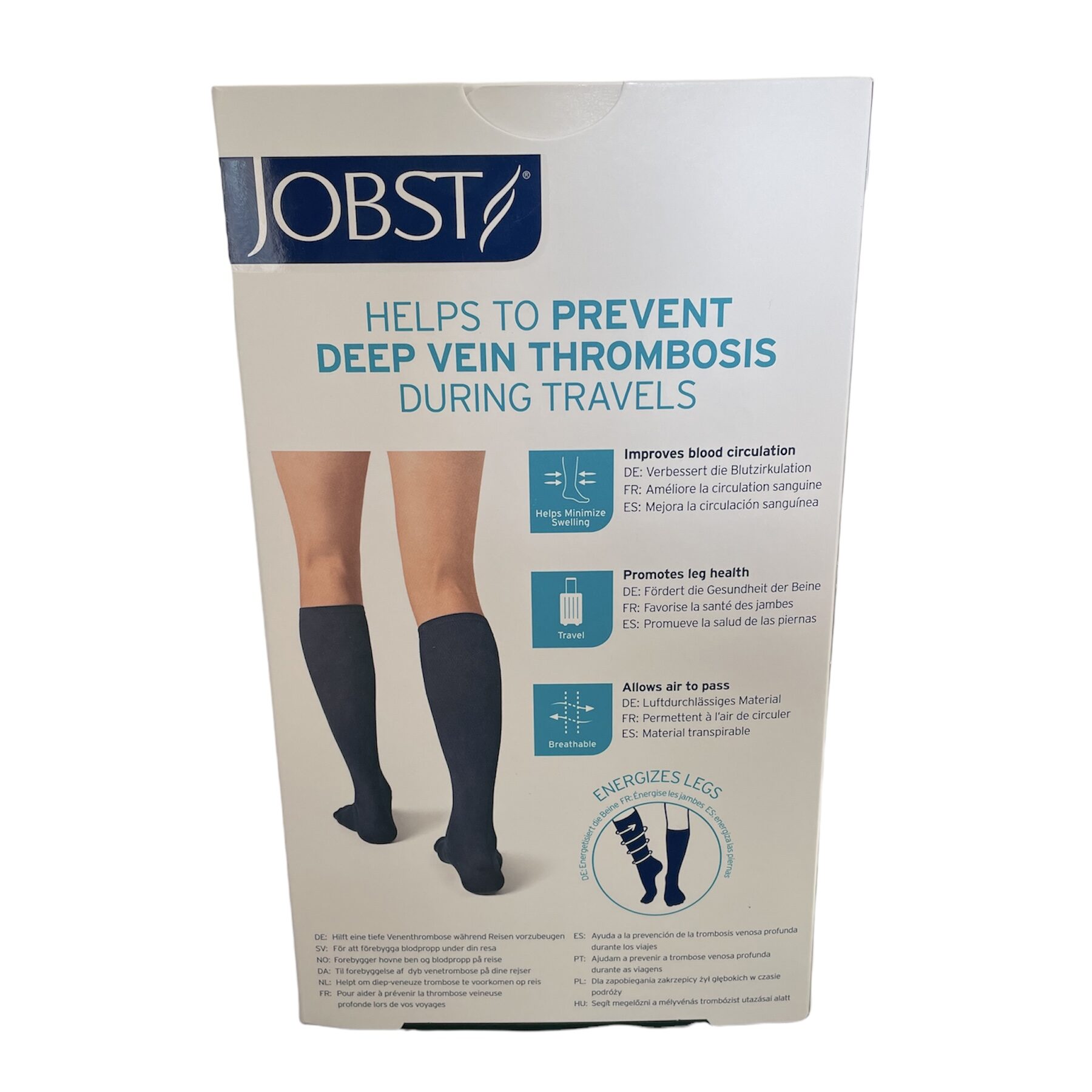 Jobst knelange reisestrømper, svart - klasse 1 med tå