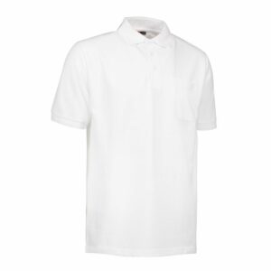 Nybo Hvit Herre Prowear Polo, slitesterk, brystlomme