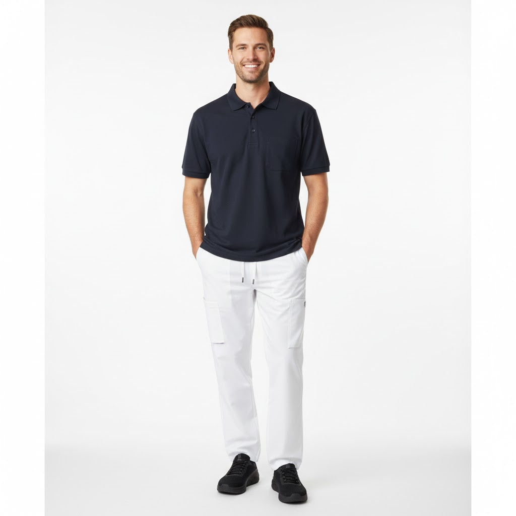 Nybo Navy Herrepolo Basic – slitesterk med brystlomme