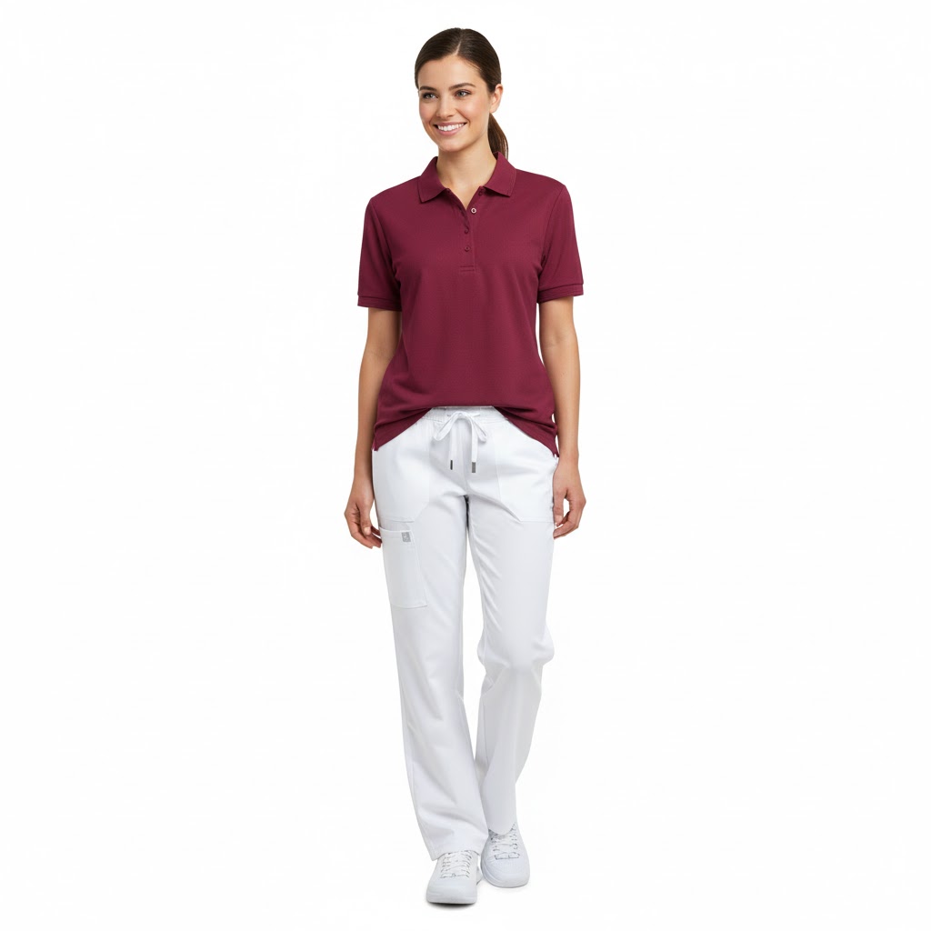 Nybo Bordeaux Dame Prowear Polo, Ekstra slitesterk, forkrympet