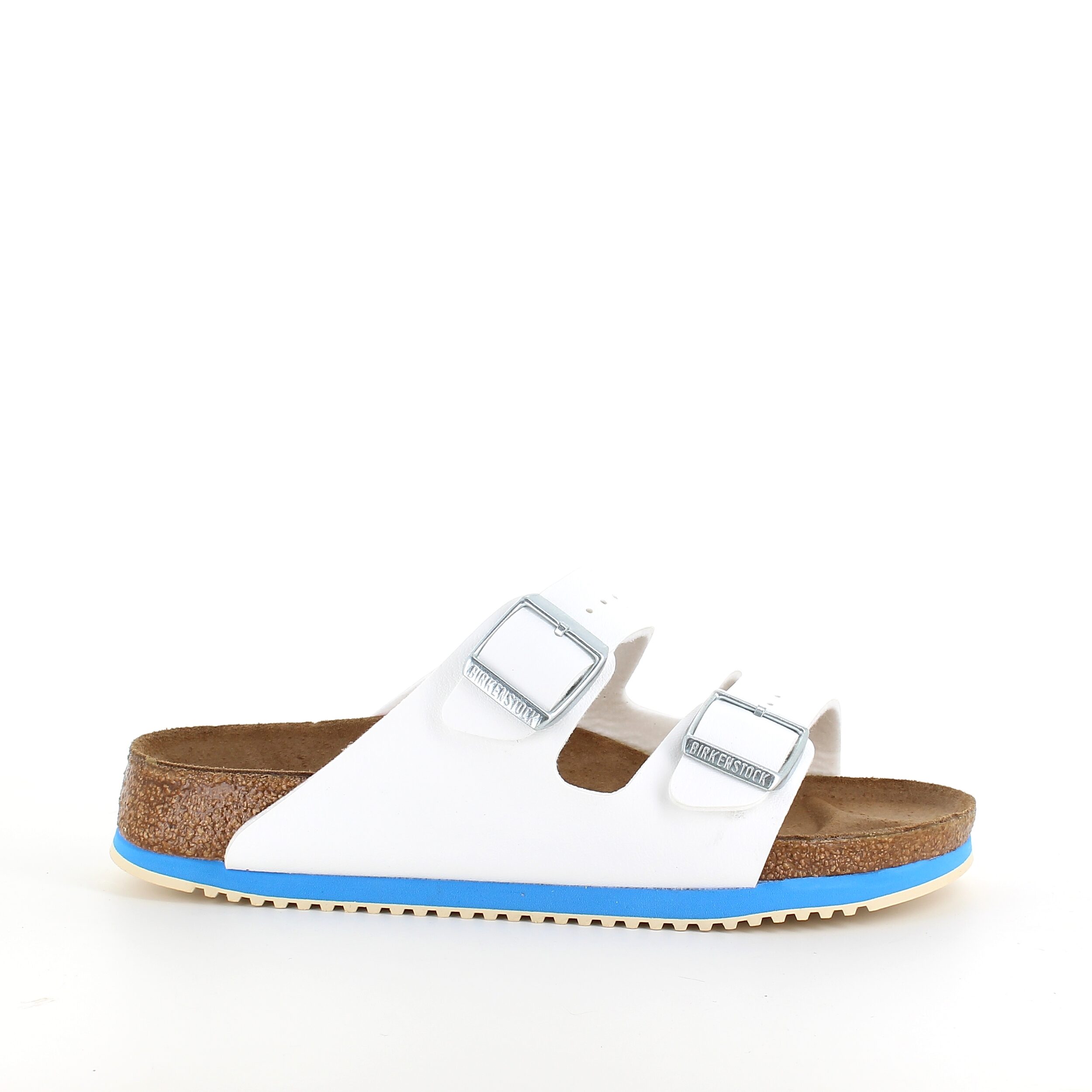 Hvit Birkenstock Arizona-sandal med godkjente sklisikre såler