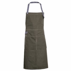 Nybo brun/denimbla unisex New Nordic kuskeforkle, justerbar nakkestropp, store lommer