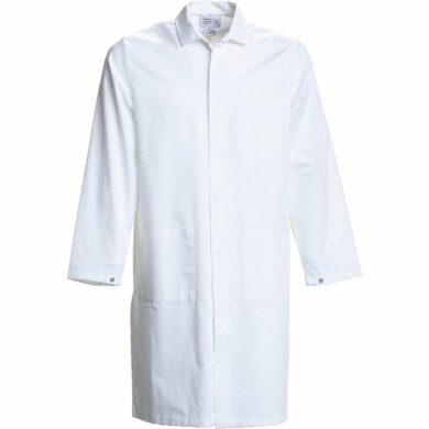 Nybo Hvit Unisex HACCP-kittel, justerbare ermer, slitesterk