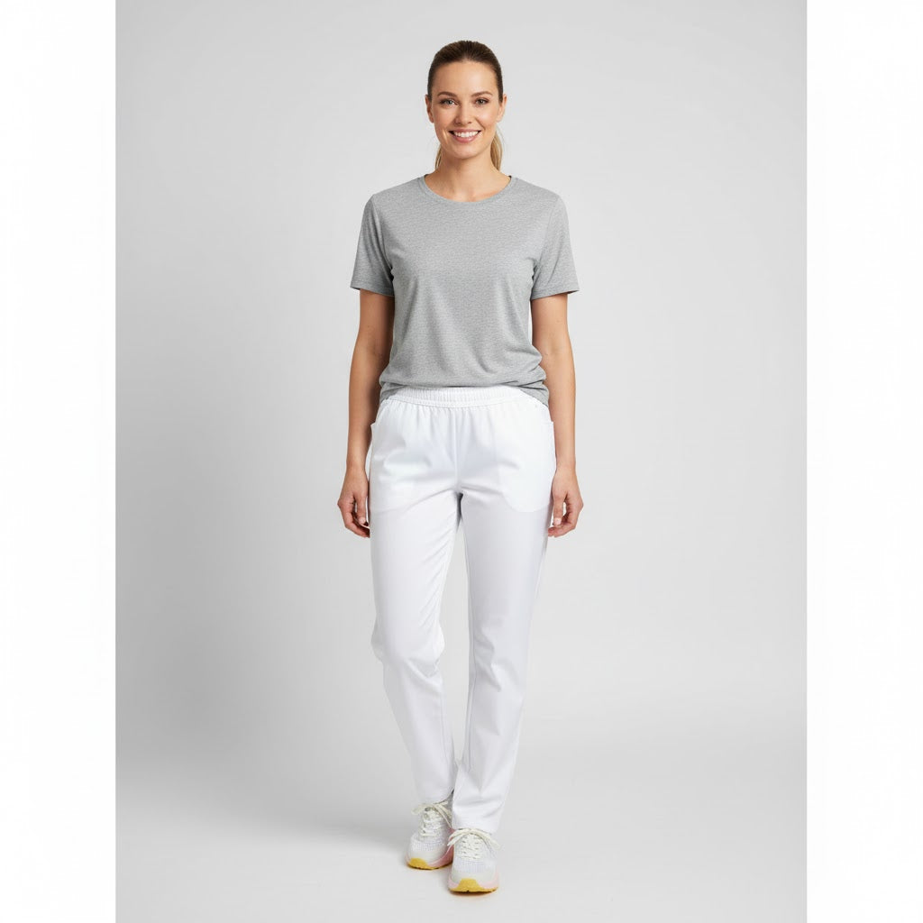 Nybo hvite unisex Club-Classic-bukser — pull-on, elastikk og komfort