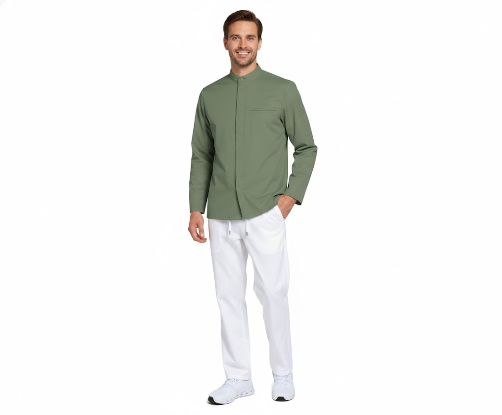 Nybo Grønn Unisex New Nordic kokkejakke, langermet, komfort og fleksibilitet