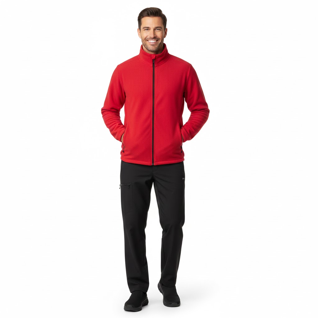 Nybo Rød herre Shirts & Outdoort microfleece-cardigan, antipilling, elastikk i bunn