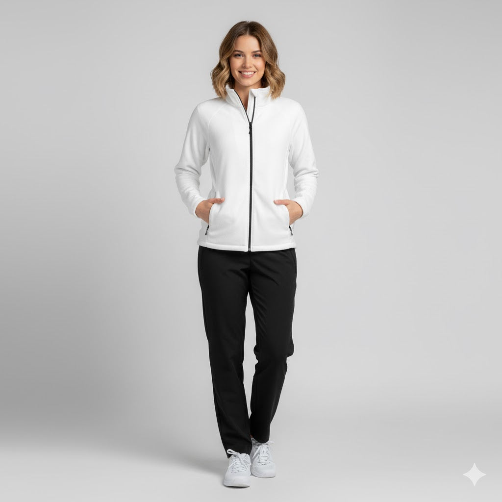 Nybo Hvid Dame Shirts & Outdoor Microfleece Cardigan, Antipilling, Let Figursyet