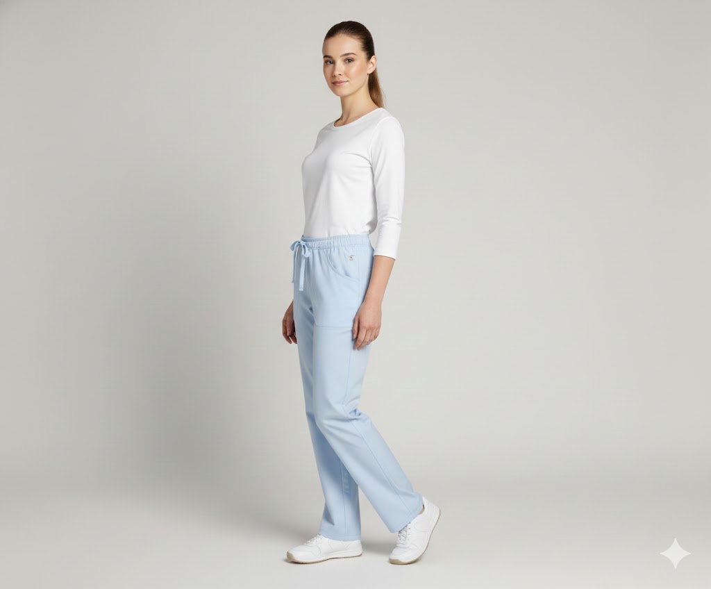 Nybo lyseblå unisex HEART pull-on-bukser — pustende, med elastikk