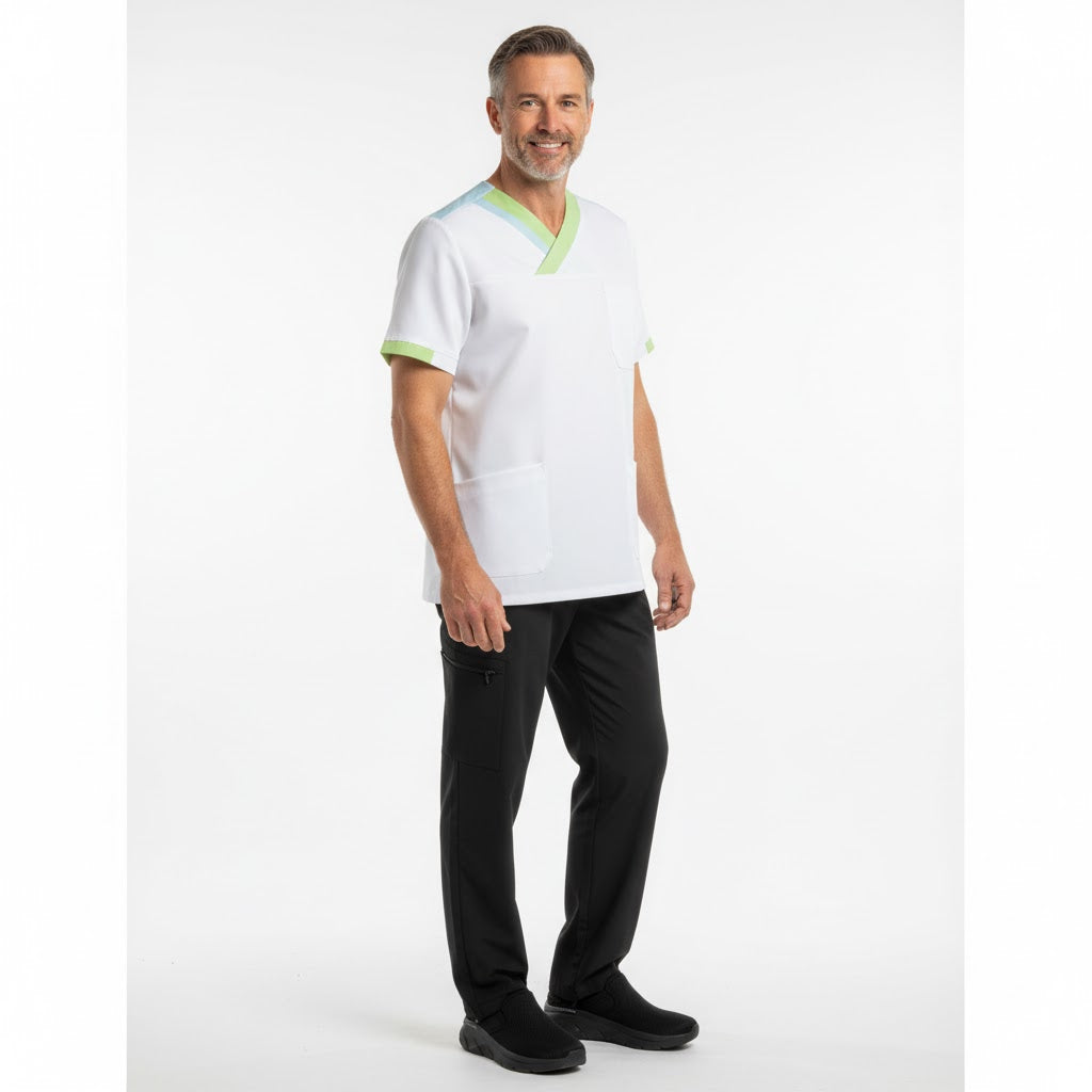 Nybo Hvid/Lysegrøn/Lyseblå Unisex Nova Premium Busseronne, Lommer og Slidser