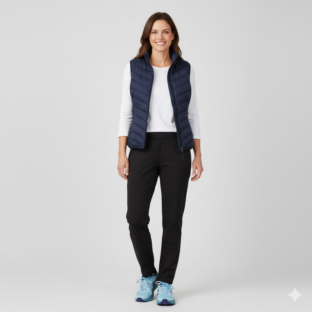 Navy sporty og komfortabel hybridvest til herre og dame