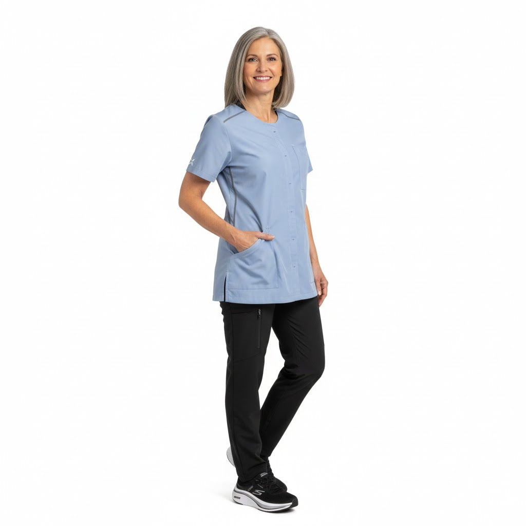 Nybo lyseblå unisex sporty tunika, kortermet, fleksibel