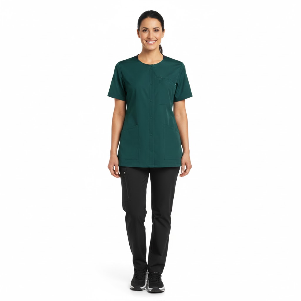 Nybo Mørkegrønn Unisex Sporty Tunika, Romslig, Sideslisser